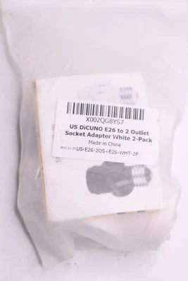 (2-Pk) US DiCUNO E26 to 2 Outlet Socket Adapter White US-E26-2OS+E26-WHT-2P - Image 1 of 3