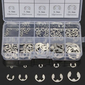 120Pcs 304 Stainles Steel E-Clip Retaining Circlip Assortment Kit 1.5mm to 10mm - Picture 1 of 4