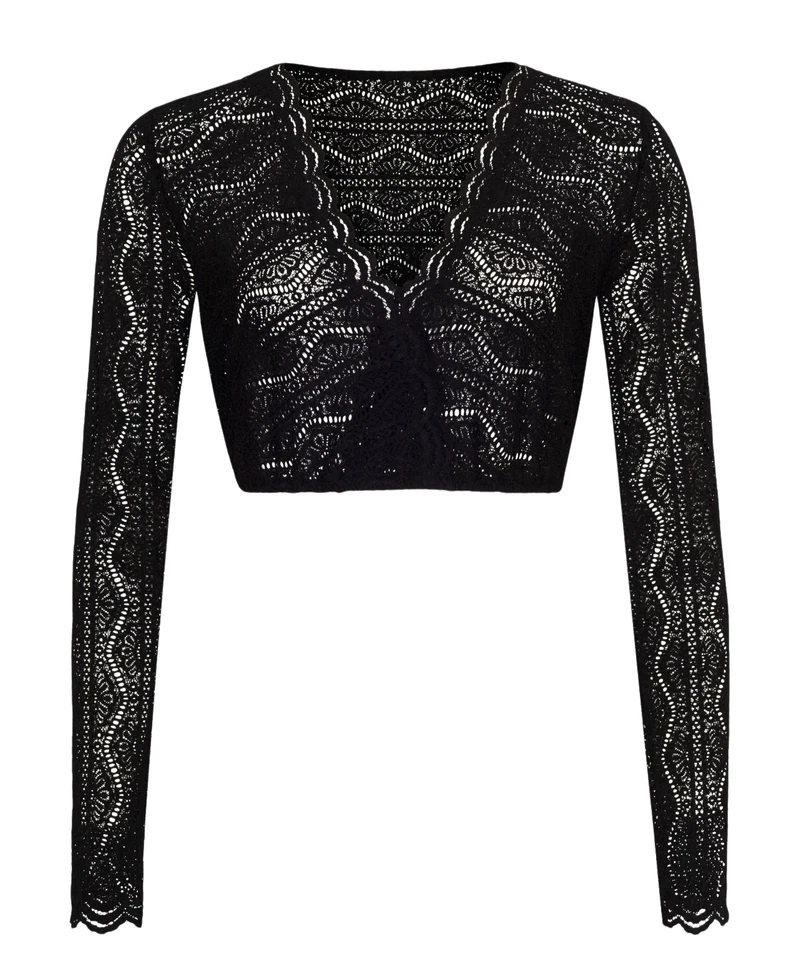 Alpenfee Dirndlbluse Lana, große Größen Gr. 50 Damen langarm Spitze schwarz - Bild 1 von 4