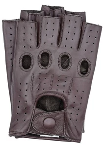 Riparo Fingerless Half Finger Driving Motorcycle Gloves - Dark Brown - Picture 1 of 2