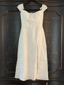 Vestido midi de lino Reformation Bridgton $248 | Blanco | Talla 0 - Imagen 1 de 11