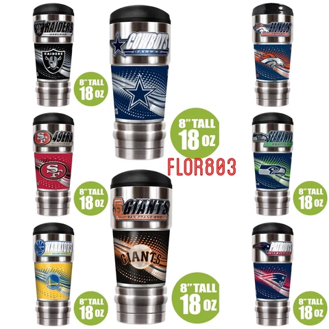 NFL Team Insulated Stainless Steel Hot/Cold Travel Tumbler w/Graphic Logo 18Oz Cover