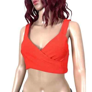 Jealous Tomato Womens Criss Cross Crop Top Small Orange Bandage Lined Ribbed - Picture 1 of 9