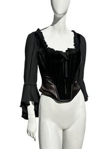 vintage MOSCHINO Couture bustier goth corset with sheer silk sleeves size 8 sexy - Picture 1 of 11