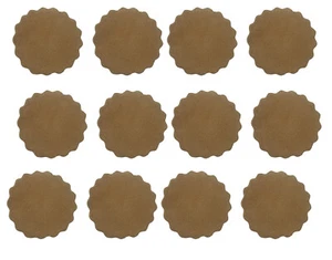 12 pcs 2" Beige Genuine Suede Leather Scalloped Rosettes Rounds Blanks Western - Picture 1 of 3