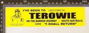 OLD TEROWIE BARRIER HWY SOUTH AUSTRALIA TRAVEL SOUVENIR CAR TRUCK VAN STICKER - Picture 1 of 1