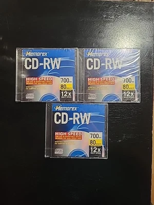 Memorex High Speed CD-RW 3 PACK 12x 700 MB 80 Min unused.  - Image 1 of 2