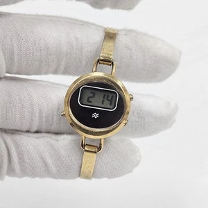 Vintage National Semiconductor Womens Wrist Watch Bangle Gold Tone Digital - Picture 1 of 6