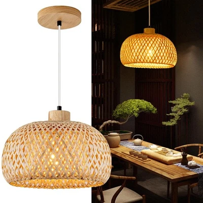 Lámpara colgante de bambú, lámpara de bambú de ratán de mimbre natural tejida a mano de 11,8 pulgadas,... Foto 1 de 4