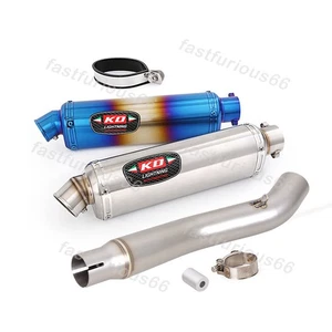 For Honda CBR250R 2011-2016 Blue Exhaust Muffler Mid Pipe Stainless Steel Tips - Foto 1 di 14