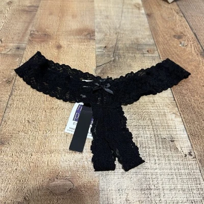 Tanga Hanky negro firma encaje tiro bajo sin entrepierna mujer talla única Foto 1 de 4