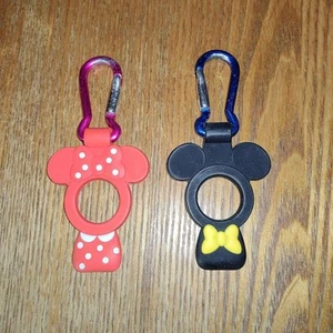 Tokyo Disney Mickey Minnie Bottle Holder Set Carabiner Clip Japan Exclusive - Picture 1 of 1
