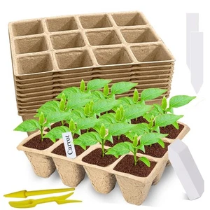 120 Cells Seed Starter Tray, 10 Packs Biodegradable Peat Pots for Seedlings, ... - Picture 1 of 7