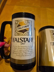 Set Of 2 FALSTAFF BEER Thermo-Serv insulated Plastic STEIN/Mug - Picture 1 of 7
