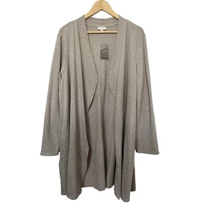 J Jill Womens Open Front Draped Cardigan Size 1X Natural Lagenlook Travel NWT - Picture 1 of 8