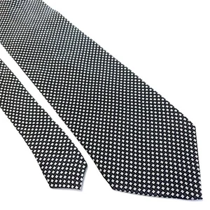 Valerio Garati Green White Print Geometric Wide Silk Tie - Picture 1 of 6