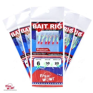 5 piezas Piscatore Sabiki Mylar piel de pez dorada 6 ganchos señuelo cabeza roja #6 - Imagen 1 de 4