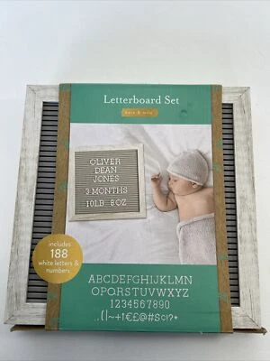 Kate and Milo Letterboard Set Gray Wood White 188 Letters & Numbers 10"x10" - Image 1 of 4