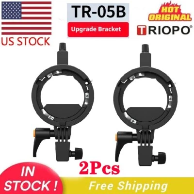 US 2Pcs TRIOPO TR-05B Bowens Flash Softbox Bracket Snoot Holder Fr Godox Yongnuo - Image 1 of 4