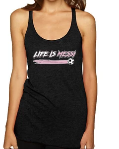 Life Is Miami Soccer GOAT Sports TriBlend Racerback Tank Top - Picture 1 of 3
