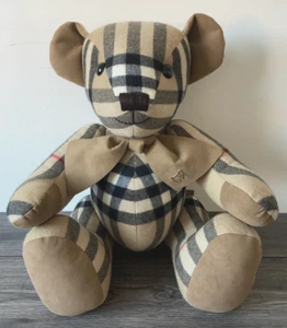 BURBERRY BEIGE CHECK CASHMERE THOMAS BEAR RETAIL £2490 MADE IN ENGLAND BNWT - Picture 1 of 15