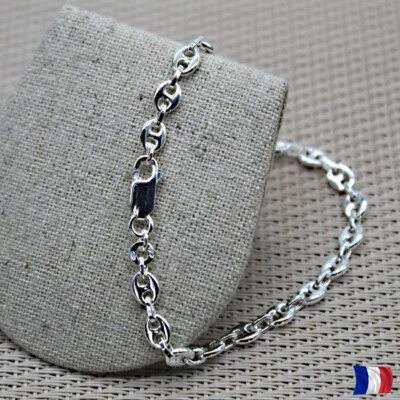 Bracelet argent 925 grain de café rhodié – bijou élégant femme – 18 cm - Photo 1/4