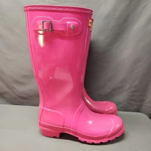 HUNTER Original Tall Pink Gloss Rain Boots Size US 6/EU 37 - Picture 1 of 14