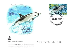 Sello Clymene Dolphin WWF Fondo Mundial para la Naturaleza Cubierta Oficial Primer Día 2007 - Imagen 1 de 3
