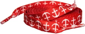 66024 72" Long Red Laces White Anchor Pattern Boot Derby Roller Skate Nautical - Picture 1 of 1