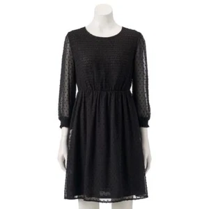 LC Lauren Conrad Women's Black Swiss Dot Fit & Flare Dress Size Small - NWT - Picture 1 of 11