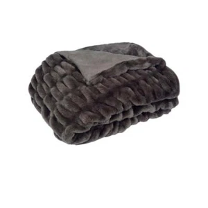 J Elliot Home Skyler Faux Fur Throw Rug Blanket 130 x 160cm Chocolate Brown - Picture 1 of 2