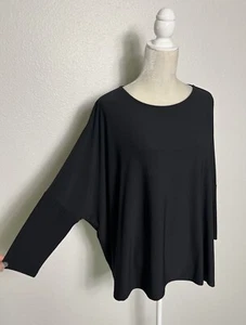 Blusa pulóver túnica manga larga tejido elástico capas Marla Wynne negra L - Imagen 1 de 10