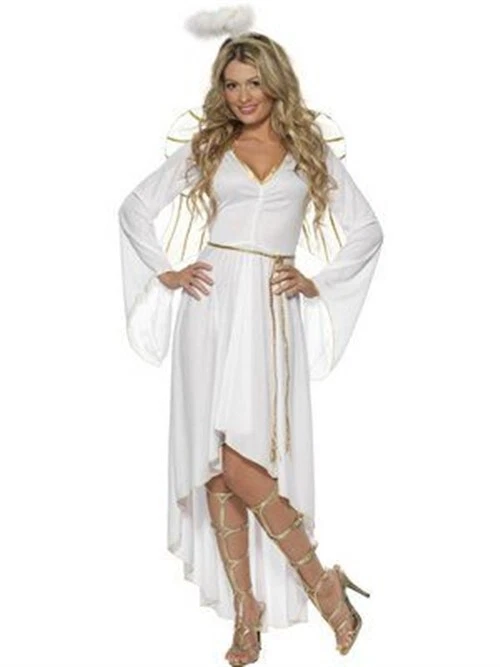 Ladies Angel Costume + Wings Sexy Christmas Women Deluxe Fancy Dress Xmas Outfit - Image 1 of 1