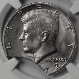 1972 NGC MS65 Large 20% Curved Clip Kennedy Half Dollar Mint Error - Picture 1 of 4