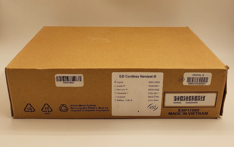 ESI Cordless Handset III Used Very Good 5000-0820 50000820 Digital Version - Image 1 of 2