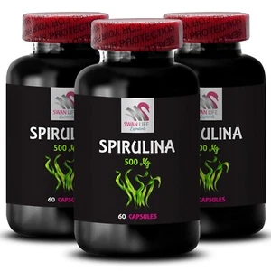 Suplemento de proteína cruda - ESPIRULINA - Desintoxicación de algas verdes 3 botellas 180 cápsulas - Imagen 1 de 7