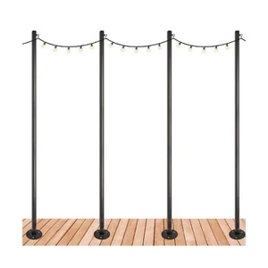 EXCELLO GLOBAL PRODUCTS Premium String Light Poles - 4 Pack - Extends to 10 F... - Picture 1 of 7