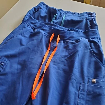 Lote de 2 pantalones exfoliantes grandes para mujer FIGS azules Foto 1 de 4