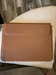 Brown PU leather laptop/ tablet sleeve 13”x 9.8” With Built In Stand - Picture 1 of 8