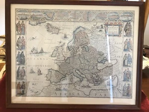 Framed Guilielmo Blaeuw Evropa Recens Delcripta ( Europe Map Reproduction ) - Bild 1 von 5