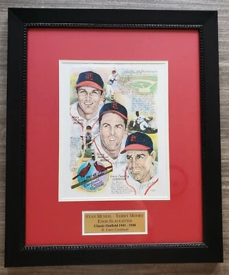 Stan Musial Terry Moore Enos Slaughter Signed & Framed 11x14 Photo Art Print JSA - Image 1 of 4