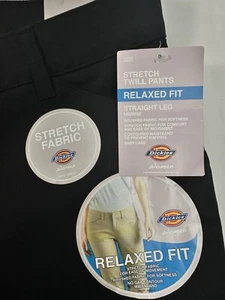 New Dickies Straight Leg Black Pants Womens 12L 12 Long Twill Relaxed Mid Rise - Picture 1 of 7