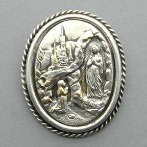 French, Antique Religious Brooch. Our Lady of Lourdes. Travel Souvenir. - Picture 1 of 7