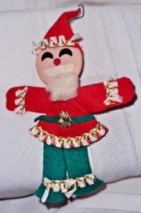 Vintage Handarbeit Mid Century Weihnachten Filz Weihnachtsmann - Bild 1 von 4