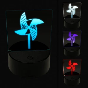 Windmill Pinwheel 3D Illusion LED Night Light Sign Nightstand Desk Lamp - Picture 1 of 6