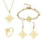 Vintage Witch Knot Pendant Necklace Earring Double Layer Chain Bracelets