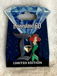 New Disney Disneyland 60th Diamond D Limited Edition Little Mermaid Ariel Pin - Picture 1 of 5
