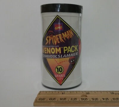 Toy Biz Vintage Rare Marvel Comics 1994 Spider-Man Caps Venom Pack Pogs ~ Sealed - Image 1 of 2