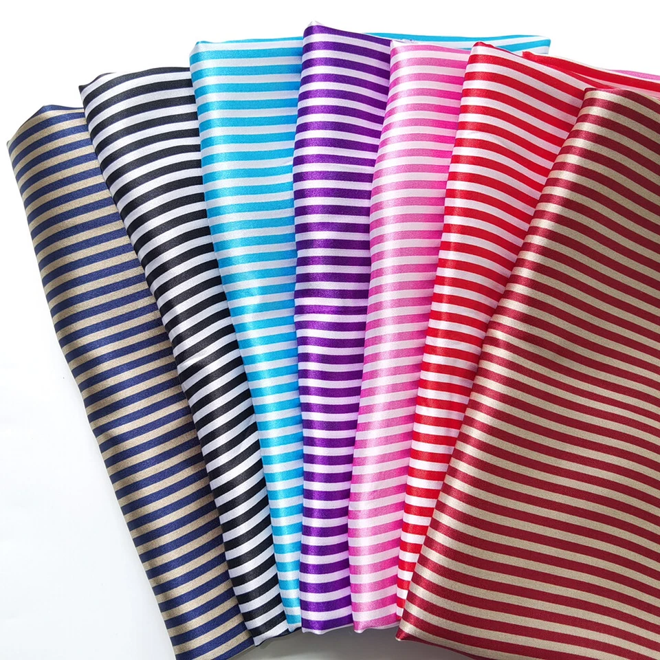 1 Meter X 1.48 Meter Soft Satin Fabric Silky Striped Material Lining Craft - Bild 1 von 4