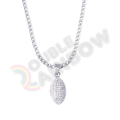 NFL Fútbol Deportes Hombres Acero Inoxidable Circonita cúbica Colgante Collar 6mm Cadena Cubana*P160 Foto 1 de 4